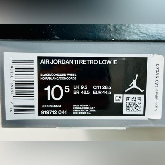 Jordan 11 Retro Low IE Space Jam 919712-041 size 10.5 In Original Box IOB - Picture 3 of 14